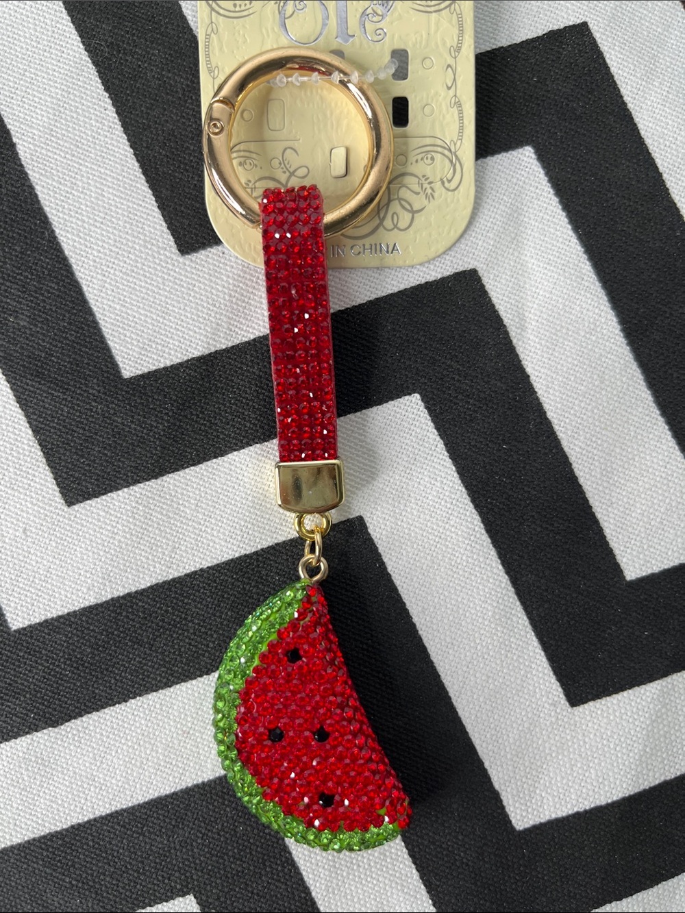 Red and Green Watermelon Rhinestone Decorative Key Holder